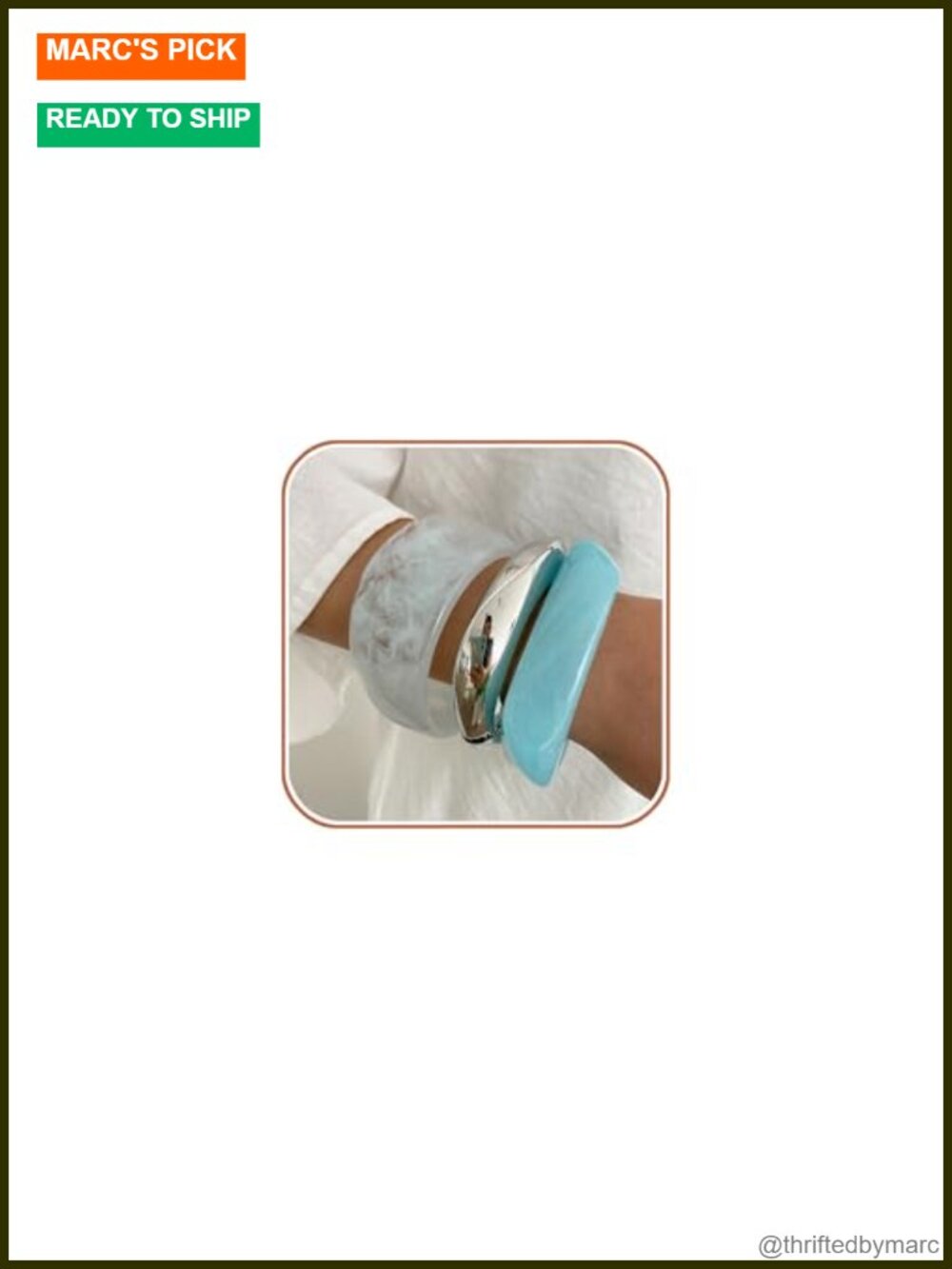 Chunky Gold Resin Bangle Bracelet Set 3Pc Wide Cuff Mixed Metal Statement